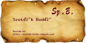 Szoták Bodó névjegykártya